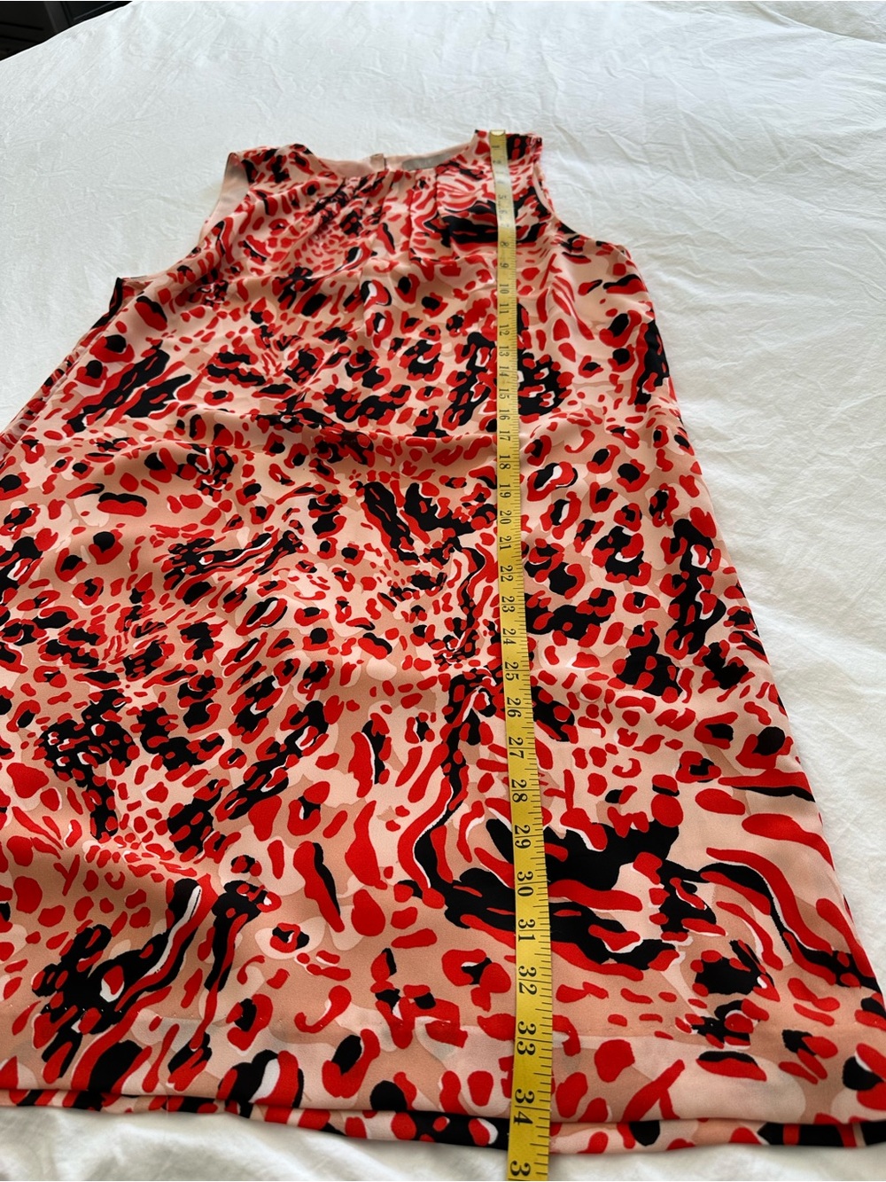 H&M Coral and Beige Patterned Dress, size 10 - Picture 10 of 12